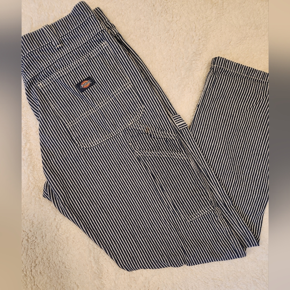 Men's Dickies navy blue pinstripe cargo jeans
